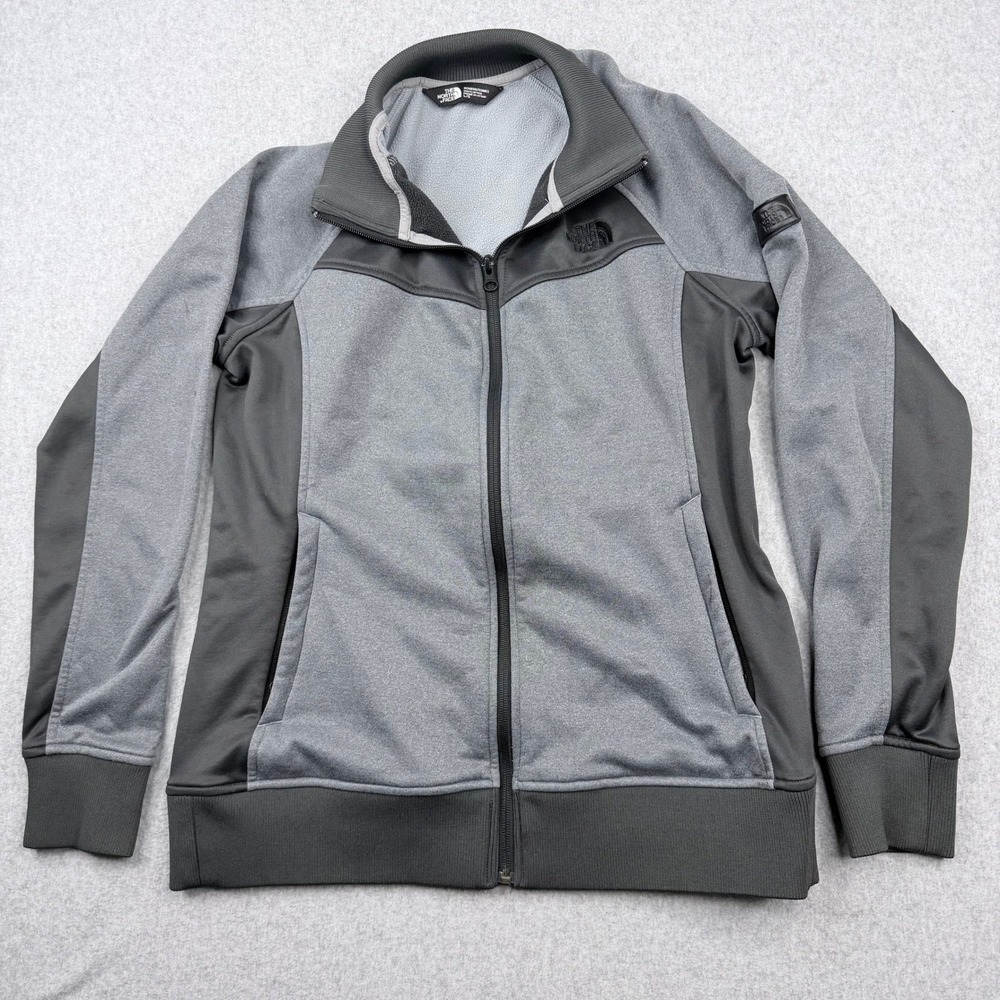 The North Face Womens Gray Black Full Zip Fleece Lined Track Jacket Size Large